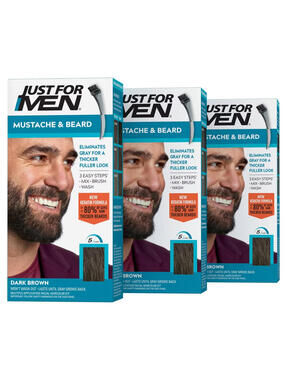 Just For Men M-35 DARK BROWN Mustache & Beard Brush In - Lot of 3 Boxes